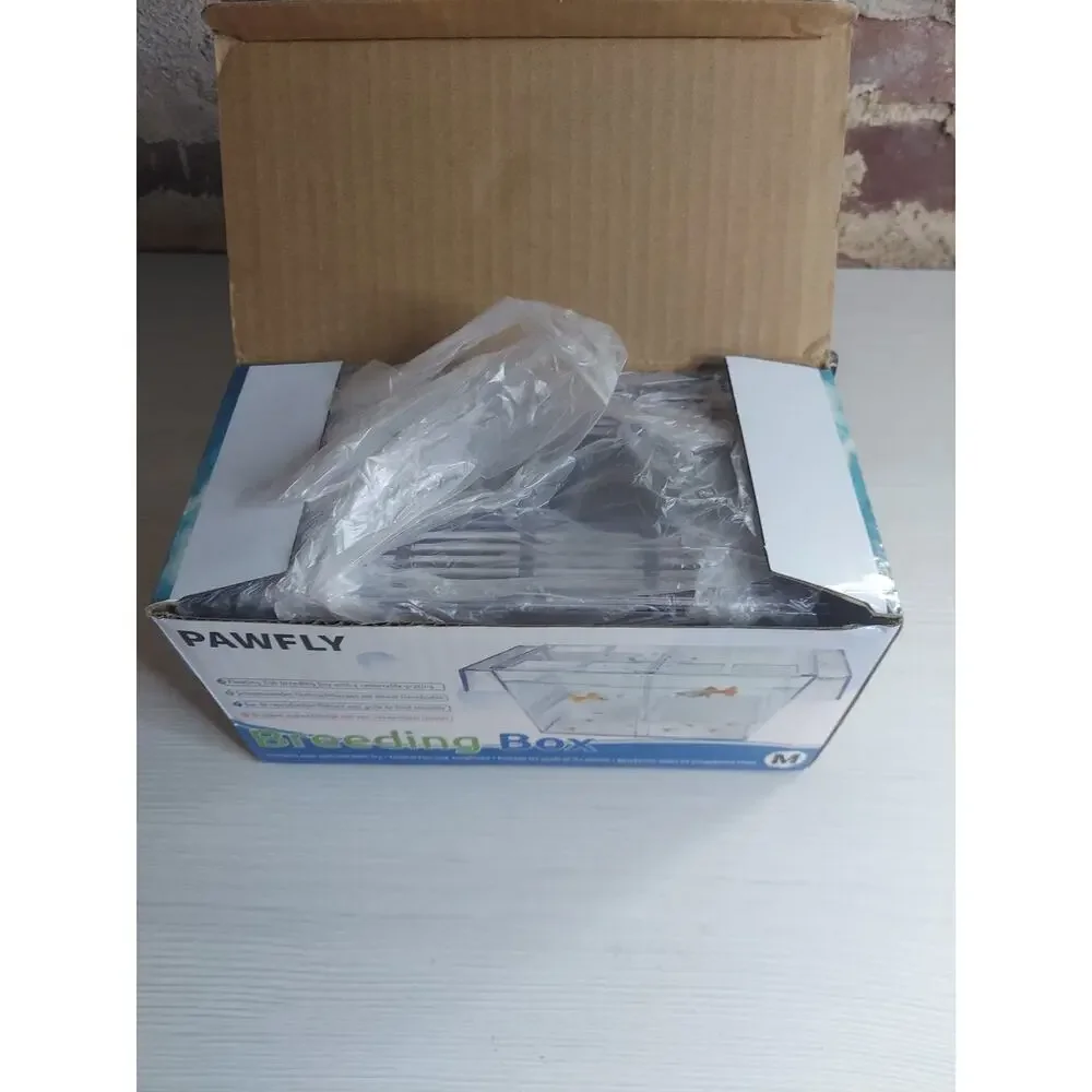 PAWFLY Floating Fish Breeding Box Aquarium Fry Hatchery Isolator With Grate New